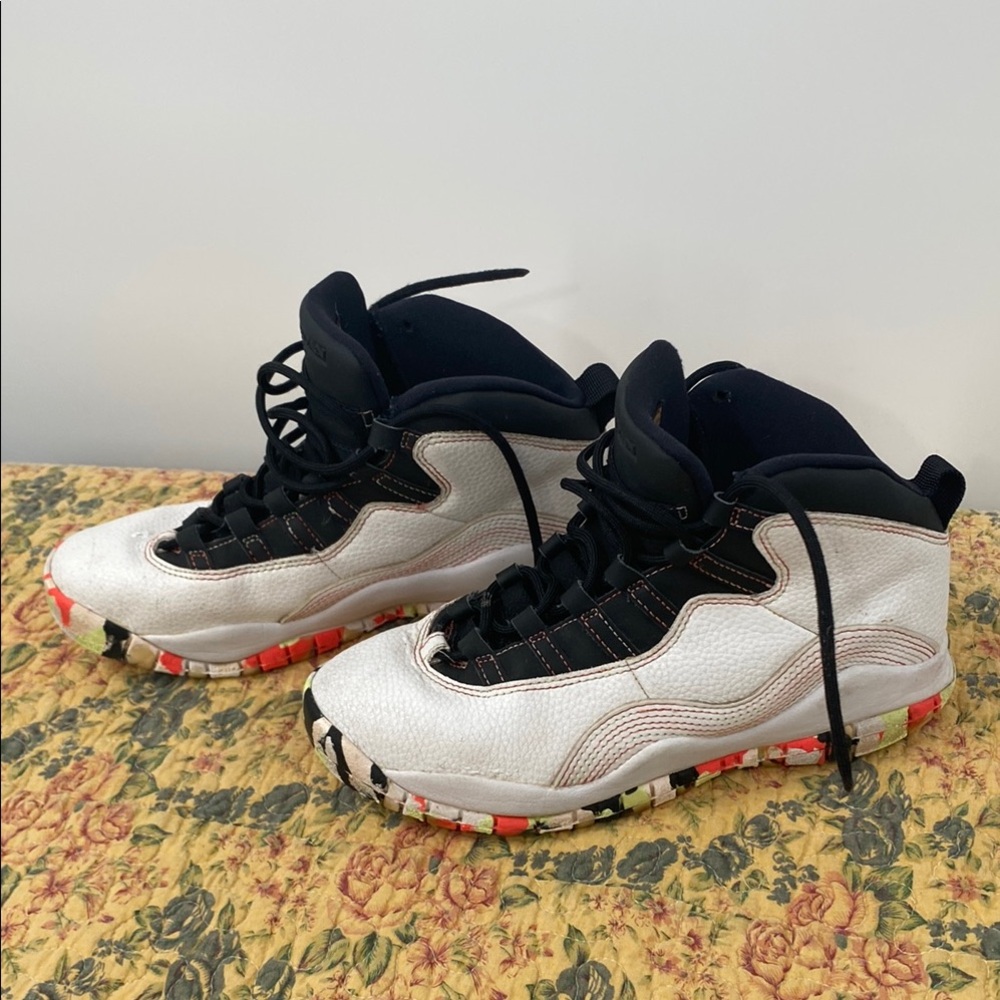 Kids White and Black High-Top Athletic Sneakers